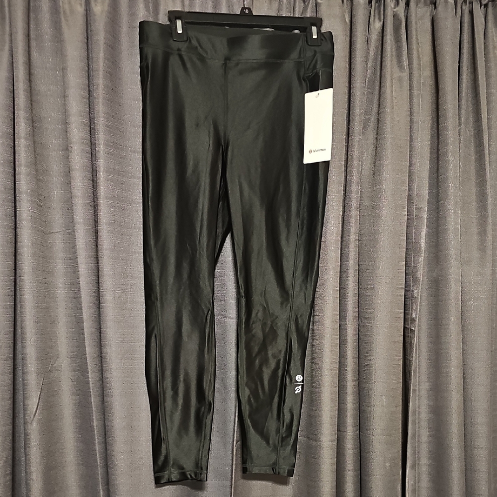 Lululemon Black Satin Shine High Rise Leggings Size 10 NWT 25 Length